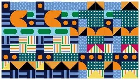 Seamless African pattern with geometric elements in retro memphis style Stock Illustration