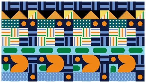 Seamless African pattern with geometric elements in retro memphis style Stock Illustration