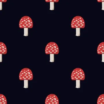 Seamless agaric fly mushrooms Stock Illustration