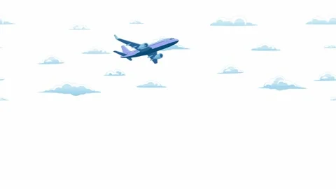 Seamless Airplane Flying Through Sky Loop Animation Stock Footage 342054175