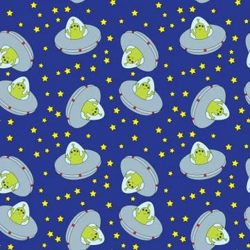 Seamless aliens pattern 스톡 일러스트