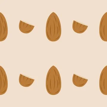 Seamless Almond Pattern Trendy Flat Style Suitable for Wallpaper, Backgroun.. Illustrazione stock