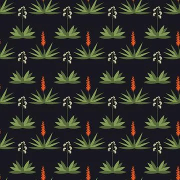 Seamless aloe and yucca Stock Illustration