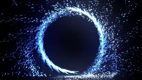 Seamless alpha animation of abstract blue ring of fire flame fireworks burning Stock Footage
