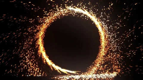 Seamless alpha animation of abstract fire ring of fire flame fireworks burning Stock Footage