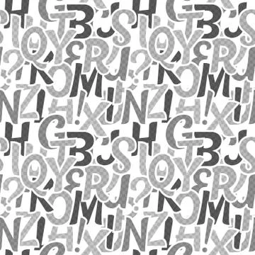 Seamless alphabet pattern made of greyscale overlay abc characters Stock Illustration