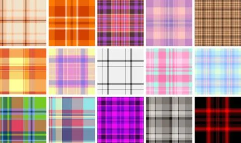 Seamless American heritage plaid pattern pack. Perfect for casual apparel, .. Stock Illustration