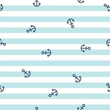 Seamless anchor pattern on navy white and blue background Illustrazione stock