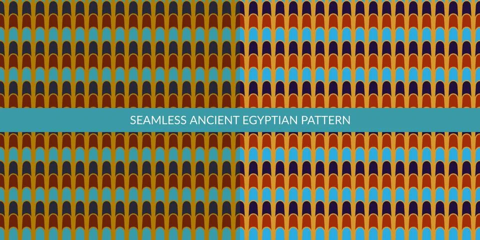 Seamless Ancient Egyptian Geometric Pattern Set Vector Illustration Background Stock Illustration