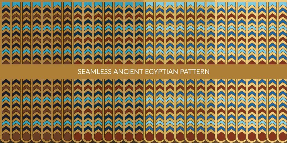 Seamless Ancient Egyptian Pattern Set Vector Illustration Background Art Stock-Illustration
