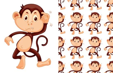 Seamless and isolated animal pattern cartoon 스톡 일러스트