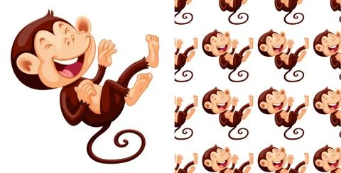 Seamless and isolated animal pattern cartoon Stock Illustration