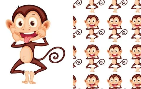 Seamless and isolated animal pattern cartoon Stock Illustration