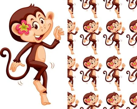 Seamless and isolated animal pattern cartoon 스톡 일러스트