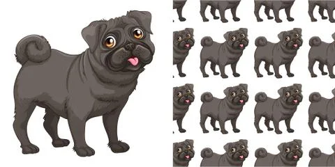 Seamless and isolated animal pattern cartoon Stock Illustration