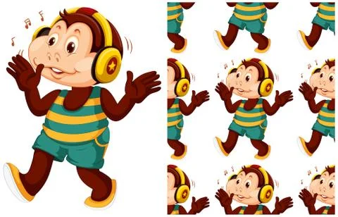 Seamless and isolated animal pattern cartoon 스톡 일러스트
