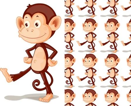 Seamless and isolated animal pattern cartoon Stock Illustration