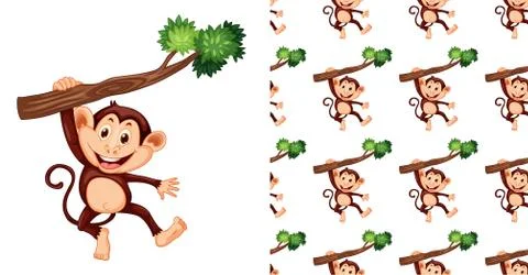 Seamless and isolated animal pattern cartoon イラスト素材