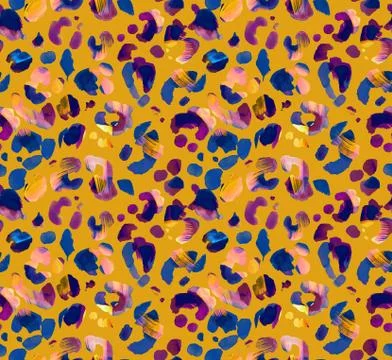 Seamless animal leopard brush pattern with dark yellow 스톡 일러스트