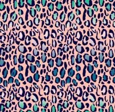 Seamless animal leopard pattern with light pink background Stock Illustration