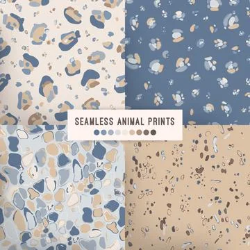 Seamless animal pattern. Cheetah leather repeats in blue and beige colors. Stockillustratie