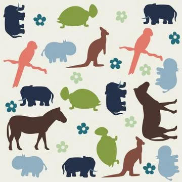 Seamless animal pattern for kids Stock Illustration