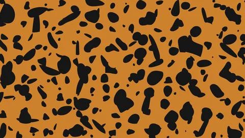 Seamless animal print pattern with black spots on orange background, perfect  스톡 일러스트