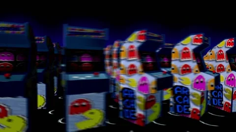 Seamless animated background of elements inspired in Pacman arcade videogame. Stock Footage 64347068