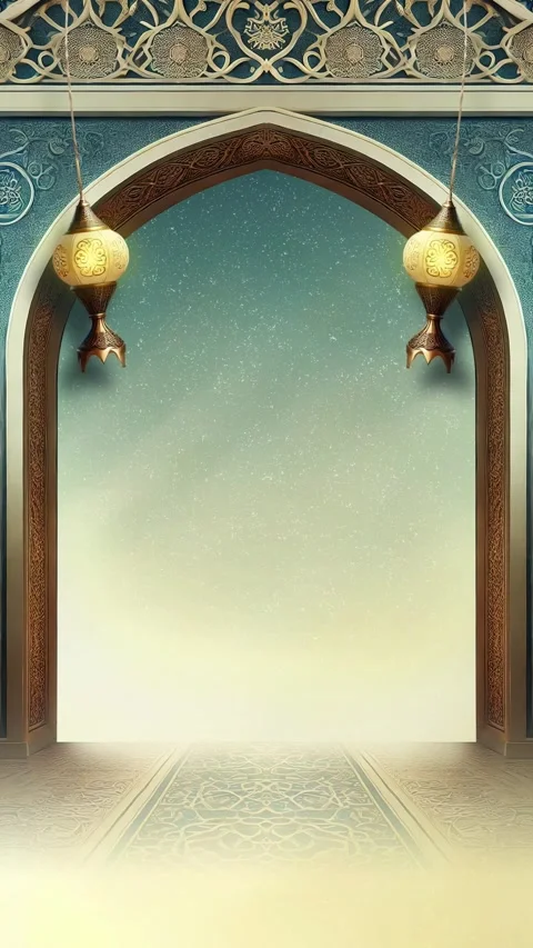 A seamless animated background featuring an elegant Islamic archway 動画素材 298897734