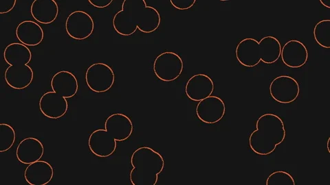Seamless animated background of glowing orange circles on dark minimal pattern Stock Footage 334140205