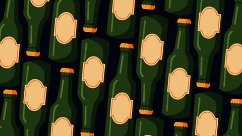 Seamless Animated Beer Bottle Pattern Background for Oktoberfest Party and B Stock Footage 345932326