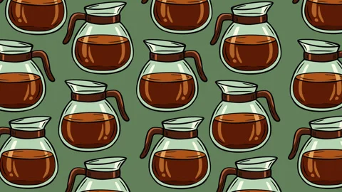 Seamless Animated Coffee Carafe Pattern Background for Cafe and Beverage Con Vidéo 344719224
