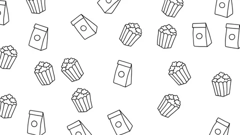 Seamless Animated Fast Food Pattern Background with Burger and Pizza Icons Stock Footage 346186094