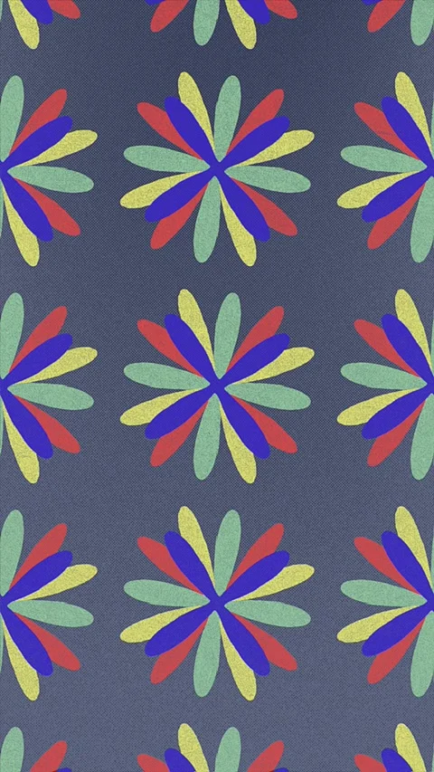 Seamless Animated Floral Pattern Loop Colorful Flowers on Textured Gray Bac.. Stock Footage 302241144