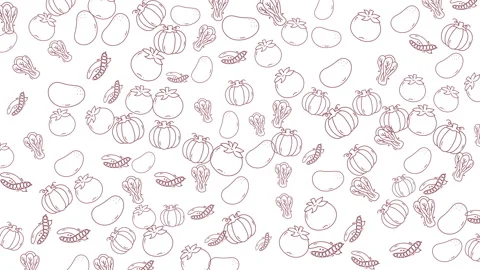 Seamless animated line art vegetable pattern background loop for healthy fo.. Stock Footage 335028463