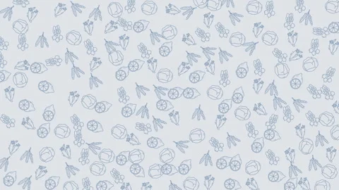 Seamless animated line drawn fresh vegetable fruit pattern background motion Stock Footage 342473326