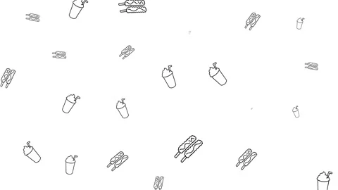 Seamless Animated Pattern Background of Fast Food Icons Burger Pizza and Drinks Stock Footage 346186081