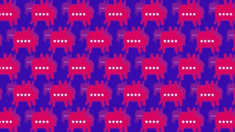 Seamless animated pattern background with repeating red animal icons Stock Footage 345285701
