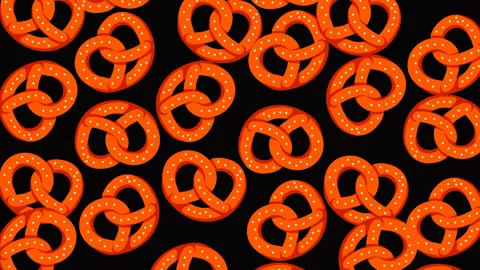 Seamless Animated Pretzel Pattern Background for Oktoberfest Beer Festival a Stock Footage 345932736