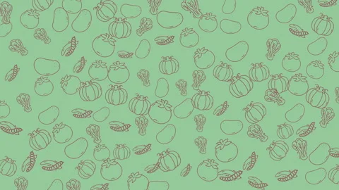 Seamless animated vegetable outlines gentle flow green background loop 스톡 동영상 335028446