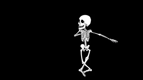 Seamless animation of a ballet dancing skeleton printed drawn style cartoon Video stock 135646584