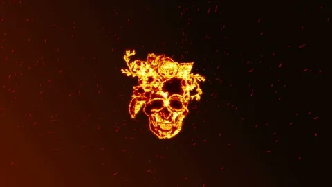 Seamless animation with burning skull. Stock Footage 117241013
