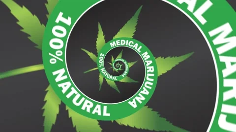 Seamless animation of a Cannabis leaf with text pattern swirl. Geometric graphic 库存影片 231547175