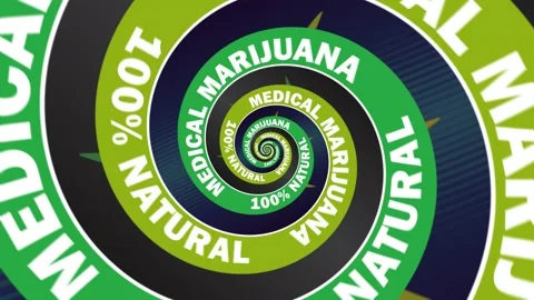 Seamless animation of a Cannabis leaf with text pattern swirl. Geometric graphic Stock Footage 231547183
