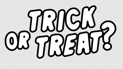 Seamless animation of cartoon text trick or treat. Halloween funny background 스톡 동영상 266396864