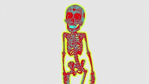 Seamless animation of a catwalk walking skeleton isolated with alpha channel. 動画素材 283178826