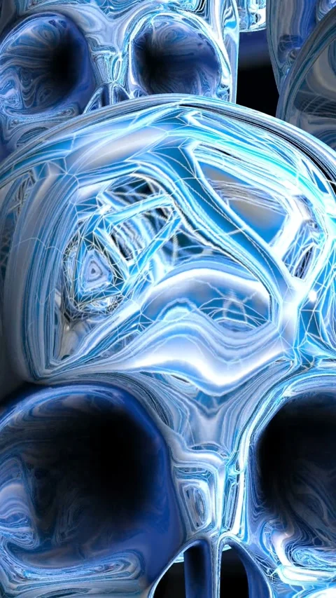 Seamless animation of chrome skull with reflections. Cool metallic Halloween 스톡 동영상 311574035