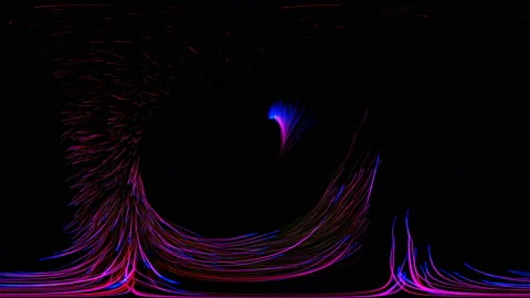 Seamless animation of a colorful glowing particles. 8K Spherical panorama 360 Stock Footage