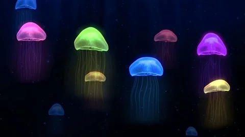 Seamless animation colorful jellyfish deep sea underwater background pattern 4k Stock Footage
