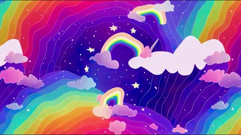 Seamless animation of cute little magical unicorn, rainbow, clouds Stock-Footage 220121925